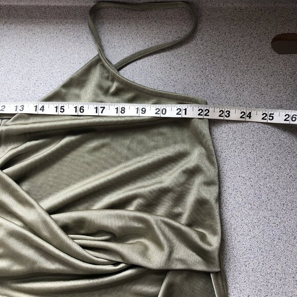 ASOS Draped Surplice Sleeveless Blouse Women 18 Green V-Neck Coquette NWT - Picture 9 of 10